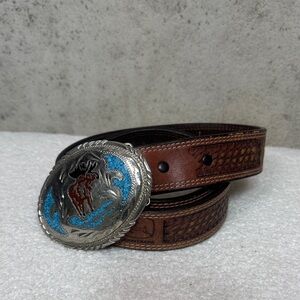 JOHN DEERE WEBSTERN waist leather buckle belt sz 38